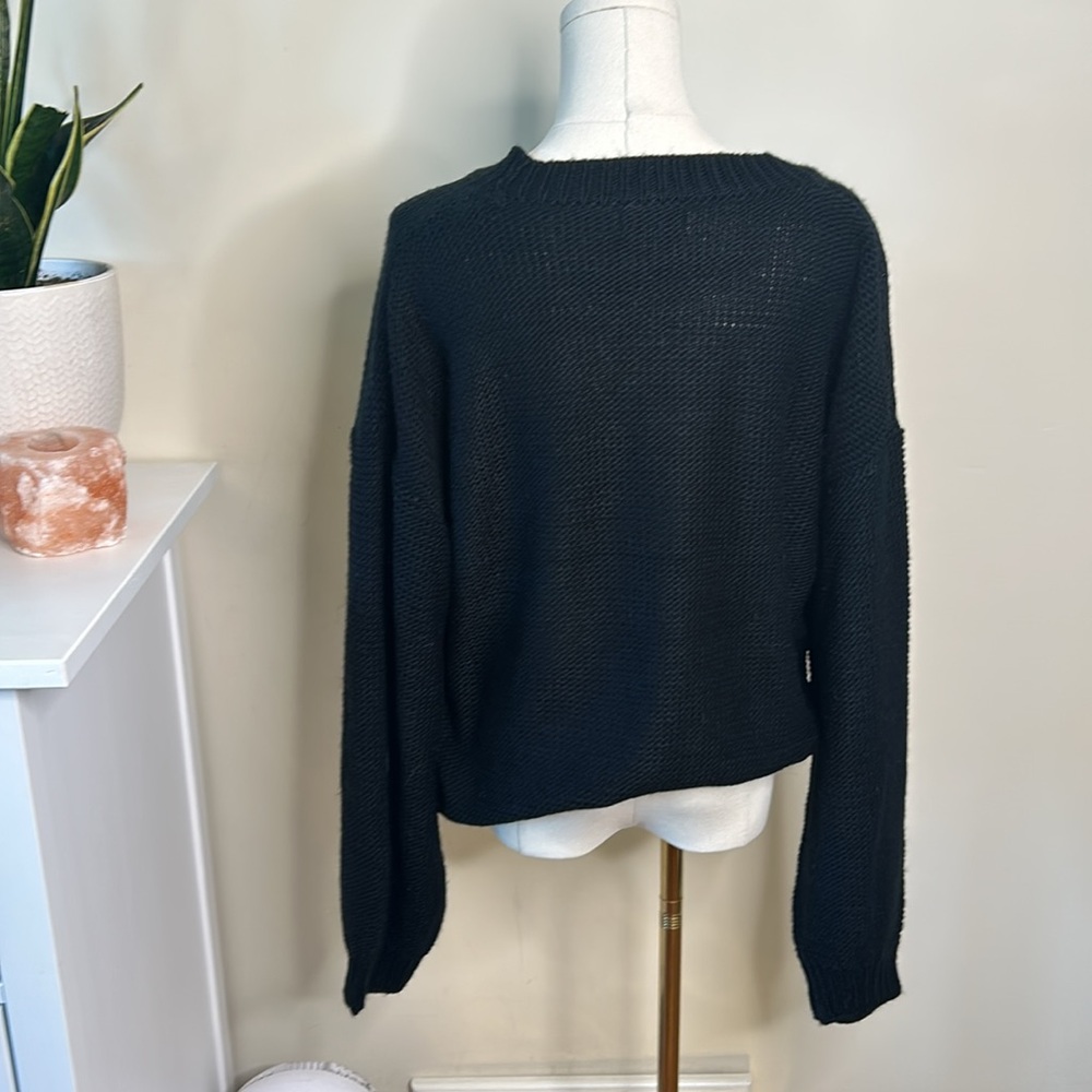 Andree by Unit knit black heart pompom sweater Large Balloon Sleeves - Picture 7 of 8